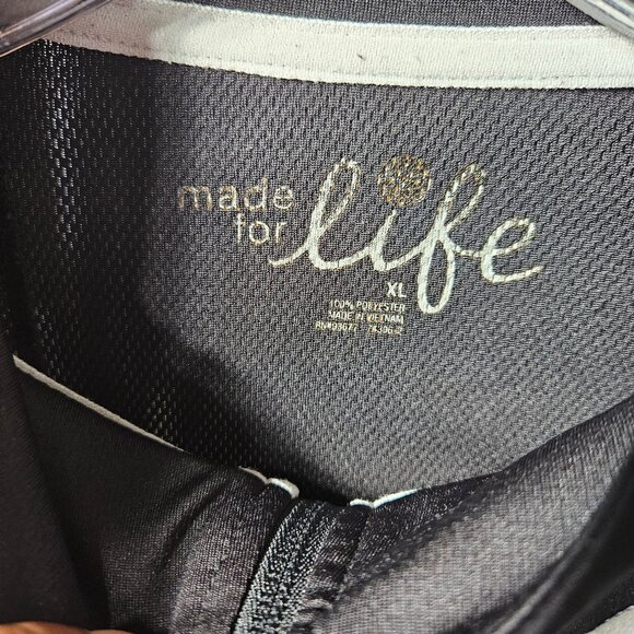 Made For Life Mens XL Black Track Jacket Polyester White Stripes - Picture 3 of 4